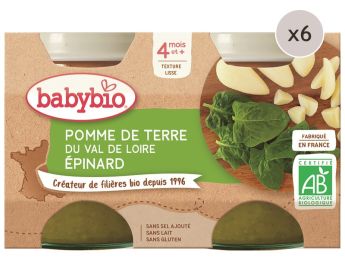 MAXI LOT PETITS POTS BIO Pomme de terre et épinard - 12 x 130 g