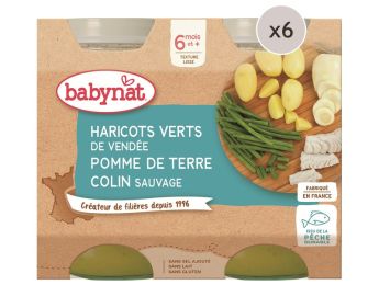 MAXI LOT PETITS POTS BIO Haricots verts, pomme de terre et colin - 12 x 200 g