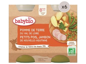 MAXI LOT PETITS POTS BIO Pomme de terre, petits pois et jambon - 12 x 200 g