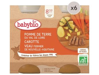 MAXI LOT PETITS POTS BIO Pomme de terre, carotte et veau - 12 x 200 g