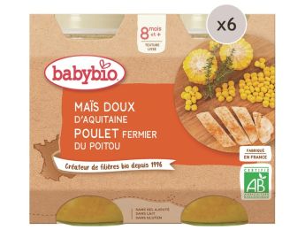 MAXI LOT PETITS POTS BIO Maïs doux et poulet - 12 x 200 g