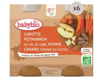 MAXI LOT PETITS POTS BIO Carotte, potimarron, pomme et canard - 12 x 200 g