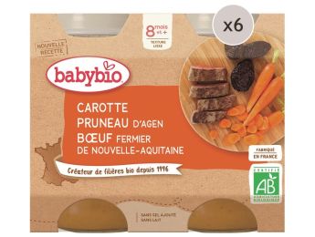 MAXI LOT PETITS POTS BIO Carotte, pruneau d'Agen et bœuf - 12 x 200 g