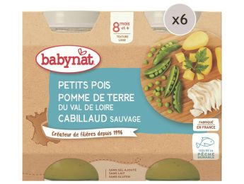 MAXI LOT PETITS POTS BIO Petits pois, pomme de terre et cabillaud - 12 x 200 g
