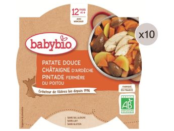 MAXI LOT ASSIETTES Patate douce, châtaigne et pintade - 10 x 230 g