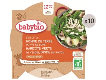 MAXI LOT ASSIETTES Pomme de terre, haricots verts et dinde - 10 x 230 g