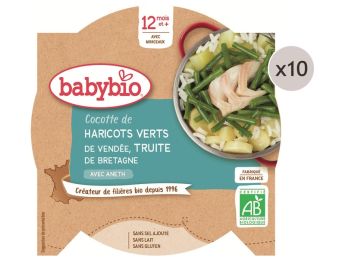 MAXI LOT ASSIETTES Haricots verts et truite à l'aneth - 10 x 230 g