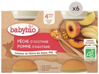 MAXI LOT PETITS POTS BIO Pêche et pomme - 12 x 130 g