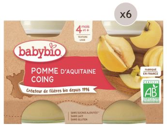 MAXI LOT PETITS POTS BIO Pomme et coing - 12 x 130 g