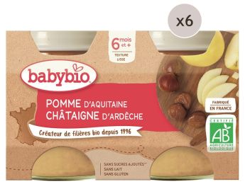 MAXI LOT PETITS POTS BIO Pomme et châtaigne - 12 x 130 g