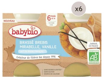 MAXI LOT PETITS POTS BIO Brassé lait de brebis, mirabelle et vanille - 12 x...