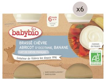 MAXI LOT PETITS POTS BIO Brassé lait de chèvre, abricot et banane -  12 x 130...