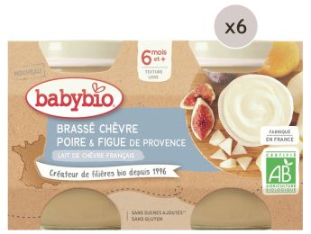 MAXI LOT PETITS POTS BIO Brassé lait de chèvre, poire et figue - 12 x 130 g