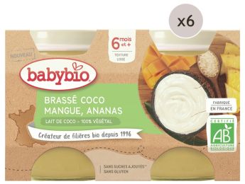 MAXI LOT PETITS POTS BIO Brassé végétal lait de coco, mangue et ananas - 12...