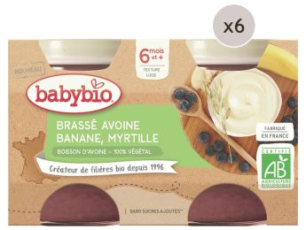MAXI LOT PETITS POTS BIO Brassé végétal avoine, banane et myrtille - 12 x...