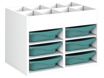 MEUBLE MÉLAMINÉ H: 51 cm - L: 70,5 cm 6 bacs - 4 étagères