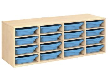 MEUBLE MÉLAMINÉ H: 51 cm - L: 139 cm 16 bacs - 12 étagères