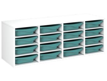 MEUBLE MÉLAMINÉ H: 51 cm - L: 139 cm 16 bacs - 12 étagères