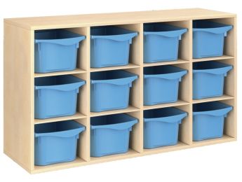 MÓVEL MELAMINADO A: 81 cm - C: 139 cm. 12 caixas - 8 prateleiras