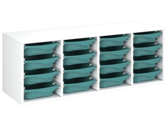MÖBELSTÜCK MIT MELAMINBESCHICHTUNG H: 51 cm - L: 139 cm 16 Behälter auf...
