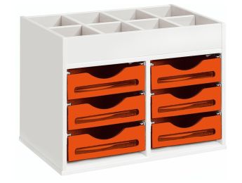 MÖBEL MIT MELAMINBESCHICHTUNG H: 51 cm - B: 70,5 cm 6 Behälter auf Schienen