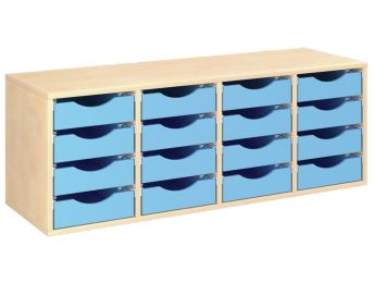 MÖBELSTÜCK MIT MELAMINBESCHICHTUNG H: 51 cm - L: 139 cm 16 Behälter auf...