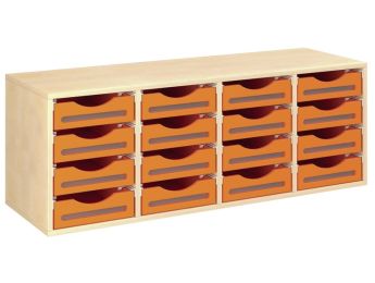 MÖBELSTÜCK MIT MELAMINBESCHICHTUNG H: 51 cm - L: 139 cm 16 Behälter auf...