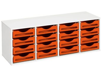 MÖBELSTÜCK MIT MELAMINBESCHICHTUNG H: 51 cm - L: 139 cm 16 Behälter auf...