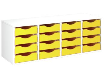MÖBELSTÜCK MIT MELAMINBESCHICHTUNG H: 51 cm - L: 139 cm 16 Behälter auf...