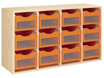 MÖBELSTÜCK MIT MELAMINBESCHICHTUNG H: 81 cm - L: 139 cm 12 Behälter auf...