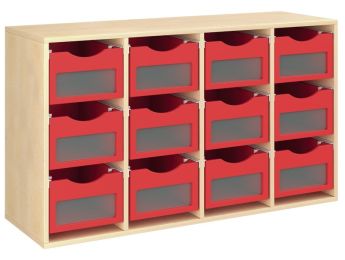 MÖBELSTÜCK MIT MELAMINBESCHICHTUNG H: 81 cm - L: 139 cm 12 Behälter auf...