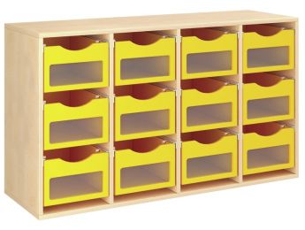 MÖBELSTÜCK MIT MELAMINBESCHICHTUNG H: 81 cm - L: 139 cm 12 Behälter auf...