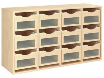 MÖBELSTÜCK MIT MELAMINBESCHICHTUNG H: 81 cm - L: 139 cm 12 Behälter auf...