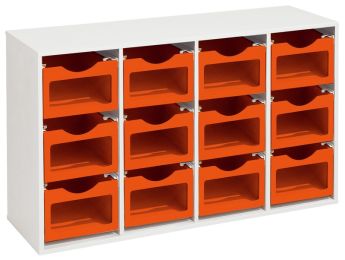 MÖBELSTÜCK MIT MELAMINBESCHICHTUNG H: 81 cm - L: 139 cm 12 Behälter auf...