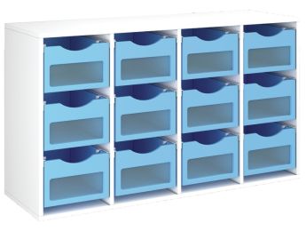 MÖBELSTÜCK MIT MELAMINBESCHICHTUNG H: 81 cm - L: 139 cm 12 Behälter auf...