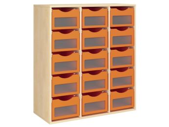 MÖBELSTÜCK MIT MELAMINBESCHICHTUNG H: 118 cm - L: 105 cm 15 Behälter auf...
