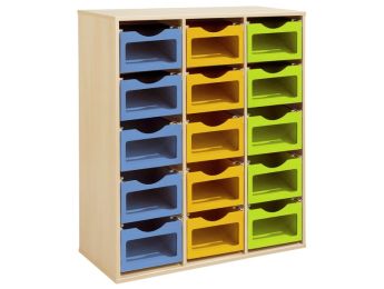 MEUBLE MÉLAMINÉ H: 118 cm - L: 105 cm 15 bacs sur rails