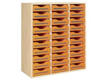 MÖBELSTÜCK MIT MELAMINBESCHICHTUNG H: 118 cm - L: 105 cm 30 Behälter auf...