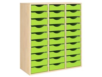 MÖBELSTÜCK MIT MELAMINBESCHICHTUNG H: 118 cm - L: 105 cm 30 Behälter auf...
