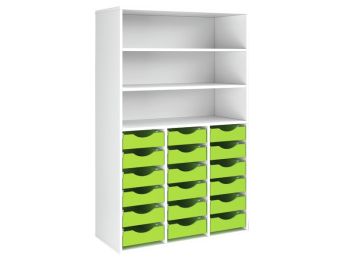 MÓVEL MELAMINADO A: 162 cm - C: 105 cm. 18 caixas - 3 prateleiras