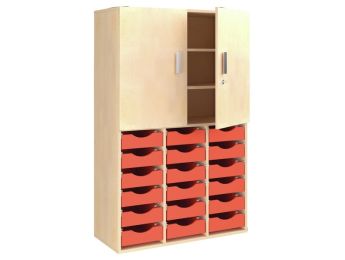 MEUBLE MÉLAMINÉ H: 162 cm - L: 105 cm 18 bacs - 3 étagères