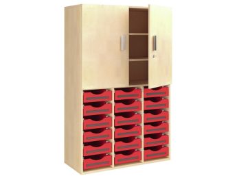MEUBLE MÉLAMINÉ H: 162 cm - L: 105 cm 18 bacs - 3 étagères