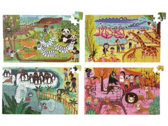 VALISETTE 4 PUZZLES Animaux du zoo