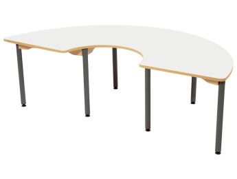 TISCH MIT BESCHICHTETER TISCHPLATTE - METALLFUSSTEIL GRAU - Halbrund 180 x 90 cm