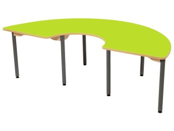 TISCH MIT BESCHICHTETER TISCHPLATTE - METALLFUSSTEIL GRAU - Halbrund 180 x 90 cm