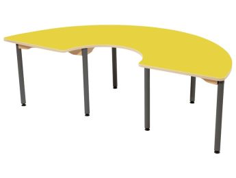 TISCH MIT BESCHICHTETER TISCHPLATTE - METALLFUSSTEIL GRAU - Halbrund 180 x 90 cm