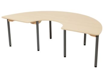 TISCH MIT BESCHICHTETER TISCHPLATTE - METALLFUSSTEIL GRAU - Halbrund 180 x 90 cm