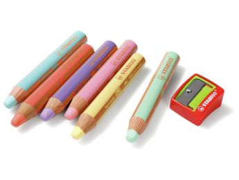 CRAYONS DE COULEUR AQUARELLABLE MINE EXTRA-LARGE STABILO Woody 3 in 1 x6 Pastel