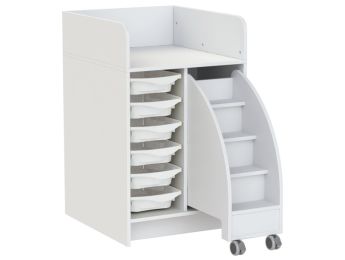 MEUBLE À LANGER KAZÉO 70 cm avec 6 stop-bacs et 1 escabeau