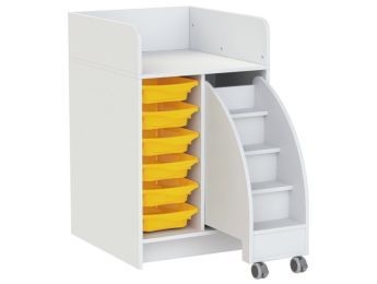 MEUBLE À LANGER KAZÉO 70 cm avec 6 stop-bacs et 1 escabeau